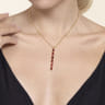 Enamel - 14K Yellow Gold Vertical Bar Necklace with Chrome Red Enamel