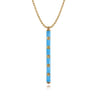 Enamel - 14K Yellow Gold Vertical Bar Necklace with Dusk Blue Enamel