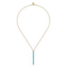 Enamel - 14K Yellow Gold Vertical Bar Necklace with Dusk Blue Enamel