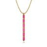 Enamel - 14K Yellow Gold Vertical Bar Necklace with Fuchsia Enamel
