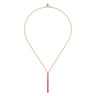Enamel - 14K Yellow Gold Vertical Bar Necklace with Fuchsia Enamel