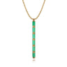 Enamel - 14K Yellow Gold Vertical Bar Necklace with Mint Green Enamel