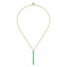 Enamel - 14K Yellow Gold Vertical Bar Necklace with Mint Green Enamel