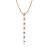 Enamel - 14K Yellow Gold Vertical Bar Necklace with White Enamel