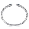 Enamel - 925 Sterling Silver Bujukan Blue Topaz Open Bangle with Black Enamel
