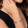 Enamel - 925 Sterling Silver Bujukan Blue Topaz Open Bangle with Black Enamel