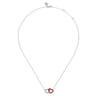 Enamel - 925 Sterling Silver Bujukan Double Heart Pendant Necklace with Chrome Red Enamel