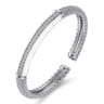 Enamel - 925 Sterling Silver Bujukan White Sapphire Bar Split Bangle with White Enamel