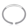 Enamel - 925 Sterling Silver Bujukan White Sapphire Bar Split Bangle with White Enamel