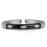 Enamel - 925 Sterling Silver Bujukan White Sapphire Split Bangle with Black Enamel