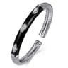 Enamel - 925 Sterling Silver Bujukan White Sapphire Split Bangle with Black Enamel