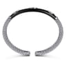 Enamel - 925 Sterling Silver Bujukan White Sapphire Split Bangle with Black Enamel
