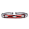 Enamel - 925 Sterling Silver Bujukan White Sapphire Split Bangle with Chrome Red Enamel