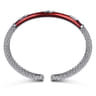 Enamel - 925 Sterling Silver Bujukan White Sapphire Split Bangle with Chrome Red Enamel