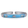 Enamel - 925 Sterling Silver Bujukan White Sapphire Split Bangle with Dusk Blue Enamel