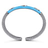 Enamel - 925 Sterling Silver Bujukan White Sapphire Split Bangle with Dusk Blue Enamel