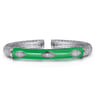Enamel - 925 Sterling Silver Bujukan White Sapphire Split Bangle with Emerald Green Enamel