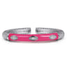 Enamel - 925 Sterling Silver Bujukan White Sapphire Split Bangle with Fuchsia Enamel