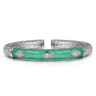 Enamel - 925 Sterling Silver Bujukan White Sapphire Split Bangle with Mint Green Enamel