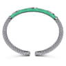 Enamel - 925 Sterling Silver Bujukan White Sapphire Split Bangle with Mint Green Enamel