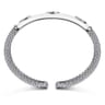Enamel - 925 Sterling Silver Bujukan White Sapphire Split Bangle with White Enamel