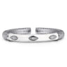 Enamel - 925 Sterling Silver Bujukan White Sapphire Split Bangle with White Enamel