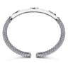 Enamel - 925 Sterling Silver Bujukan White Sapphire Split Bangle with White Enamel