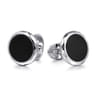 Enamel - 925 Sterling Silver Cufflinks with Black Enamel