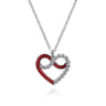 Enamel - 925 Sterling Silver Heart Pendant Necklace with Chrome Red Enamel