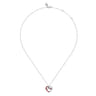 Enamel - 925 Sterling Silver Heart Pendant Necklace with Chrome Red Enamel