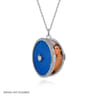 Enamel - 925 Sterling Silver White Sapphire Bujukan Locket Necklace with Dusk Blue Enamel