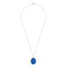 Enamel - 925 Sterling Silver White Sapphire Bujukan Locket Necklace with Dusk Blue Enamel