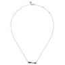 Enamel - 925 Sterling Silver White Sapphire Criss Cross Bar Necklace with Black Enamel