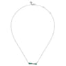 Enamel - 925 Sterling Silver White Sapphire Criss Cross Bar Necklace with Chrome Green Enamel