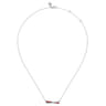 Enamel - 925 Sterling Silver White Sapphire Criss Cross Bar Necklace with Chrome Red Enamel