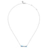 Enamel - 925 Sterling Silver White Sapphire Criss Cross Bar Necklace with Dusk Blue Enamel
