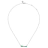 Enamel - 925 Sterling Silver White Sapphire Criss Cross Bar Necklace with Emerald Green Enamel
