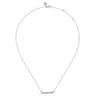 Enamel - 925 Sterling Silver White Sapphire Criss Cross Bar Necklace with White Enamel