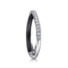 Enamel - 925 Sterling Silver White Sapphire Criss Cross Stackable with Black Enamel