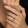 Enamel - 925 Sterling Silver White Sapphire Criss Cross Stackable with Black Enamel