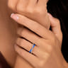 Enamel - 925 Sterling Silver White Sapphire Criss Cross Stackable with Blue Enamel