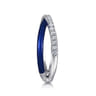 Enamel - 925 Sterling Silver White Sapphire Criss Cross Stackable with Chrome Blue Enamel