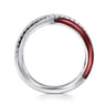 Enamel - 925 Sterling Silver White Sapphire Criss Cross Stackable with Chrome Red Enamel