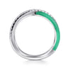 Enamel - 925 Sterling Silver White Sapphire Criss Cross Stackable with Mint Green Enamel