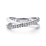 Enamel - 925 Sterling Silver White Sapphire Criss Cross Stackable with White Enamel