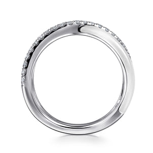 Enamel - 925 Sterling Silver White Sapphire Criss Cross Stackable with White Enamel