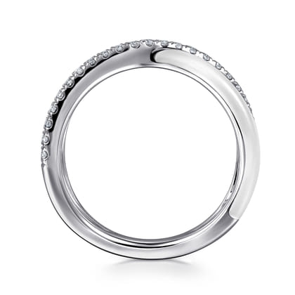 Enamel - 925 Sterling Silver White Sapphire Criss Cross Stackable with White Enamel