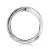 Enamel - 925 Sterling Silver White Sapphire Criss Cross Stackable with White Enamel