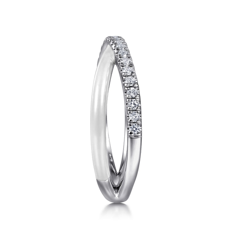 Enamel - 925 Sterling Silver White Sapphire Criss Cross Stackable with White Enamel - Shot 4