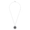 Enamel - 925 Sterling Silver White Sapphire and Black Spinel with White Enamel Locket
